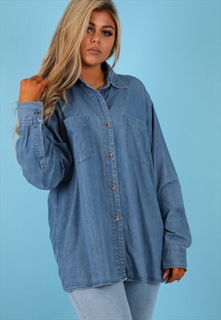 VINTAGE TIMBERLAND DENIM SHIRT IN BLUE NS235