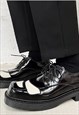 SQUARE TOE PLATFORM SHOES FAUX LEATHER BOOTS IN BLACK
