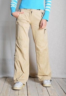 Y2K Beige Athletic Low Rise Workwear Womens Cargo Pants