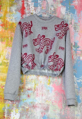 RELAX FIT JUMPER IN WITH MEXICAN DOG WITH DRAWSTRING