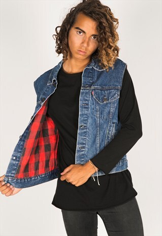 VINTAGE 80S LEVIS WINTER DENIM WAISTCOAT / R351