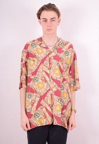 MOSCHINO MENS VINTAGE SHIRT XL MULTI 90S