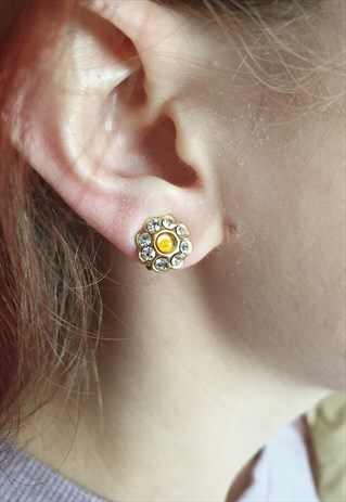 TINY AMBER COLOUR VINTAGE CLIP ON