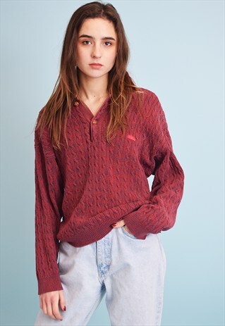 90'S RETRO KNITTED ARAN STYLE OVERSIZED DADS JUMPER TOP