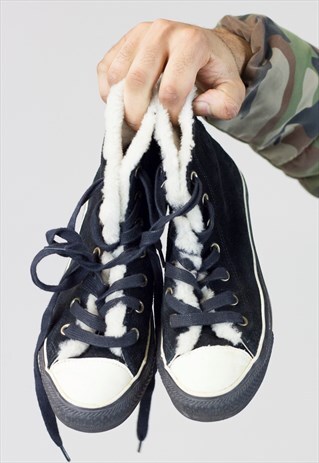 VINTAGE CONVERSE SUEDE FUR-LINED TRAINERS