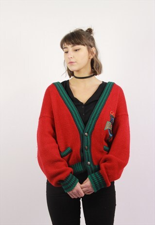 VINTAGE RETRO RED CARDIGAN