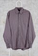 VINTAGE LACOSTE STRIPED SHIRT LONG SLEEVE GREY PINK LARGE 44