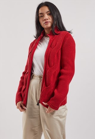 VINTAGE TOMMY HILFIGER KNITTED ZIP-UP JUMPER