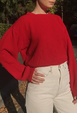 80S RIBBED RED SWEATER