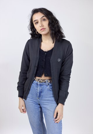 VINTAGE FRED PERRY GREY CARDIGAN