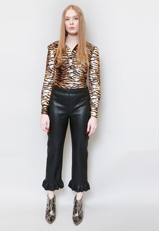 VINTAGE 1970'S TIGER PRINT DAGGER COLLAR SHIRT