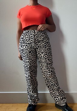 Vintage 90s Cheetah Print Trousers (M) 