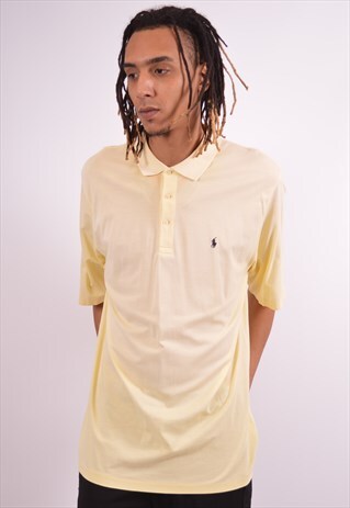 POLO RALPH LAUREN MENS VINTAGE POLO SHIRT XL YELLOW 90S