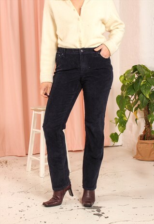 VINTAGE 90S CORDUROY TROUSERS IN NAVY