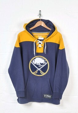 Vintage NHL Buffalo Sabres Hoodie Sweatshirt Blue Large