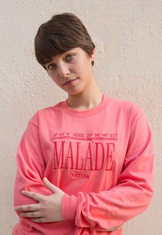 MALADE NATION LONG SLEEVE T-SHIRT CORAL COORDINATES