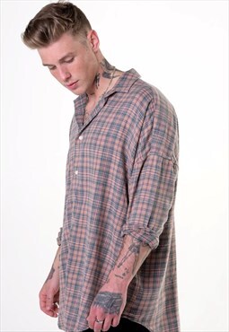 54 Floral Flannel Checked Washed Over Shirt - Multi