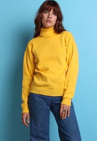 70S VINTAGE YELLOW ROLLNECK JUMPER