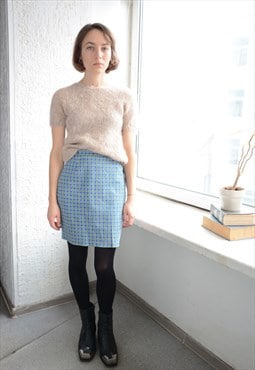 Vintage Blue Checked Mini skirt