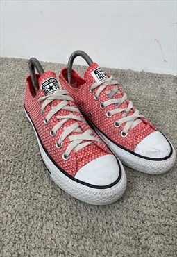 Converse All Star Ox Coral White Ultra Red Lo Top Shoes UK 5