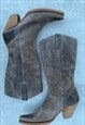 Y2K Pointy Pull on Cowboy Western Boots UK Size 4