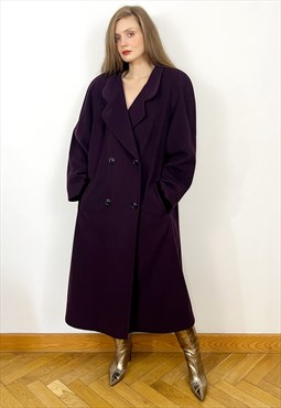 Vintage Aubergine Wool and Cashmere Overcoat