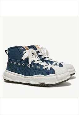 Distressed Platform sneakers melted high tops trainers blue