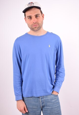 POLO RALPH LAUREN MENS VINTAGE TOP LONG SLEEVE MEDIUM 90S