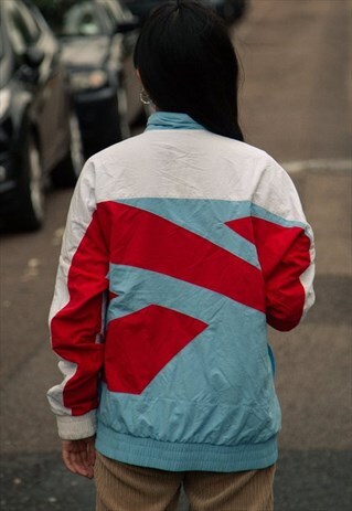 VINTAGE REEBOK TRACKSUIT JACKET IN BABY BLUE, RED AND WHITE