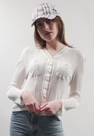 VINTAGE 90'S ROCCOBAROCCO WHITE MESH TOP