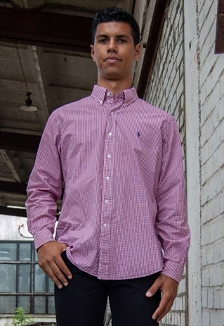 VINTAGE RETRO PINK CHECKED RALPH LAUREN SHIRT