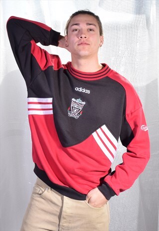 VINTAGE ADIDAS BLACK AND RED LIVERPOOL F.C. SWEATSHIRT