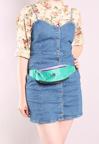 VINTAGE 90S NEON BLOCK COLOUR FESTIVAL BUM BAG BUMBAG