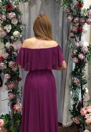 OFF THE SHOULDER PROM, EVENING OR BRIDESMAIDS CHIFFON DRESS