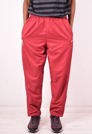 NIKE MENS VINTAGE TRACKSUIT TROUSERS W34 L31 MAROON 90S