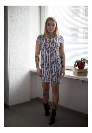 VINTAGE 90'S MINI WHITE PATTERN T-SHIRT DRESS
