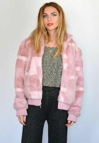 VINTAGE 90S PASTEL PINK FAUX FUR JACKET