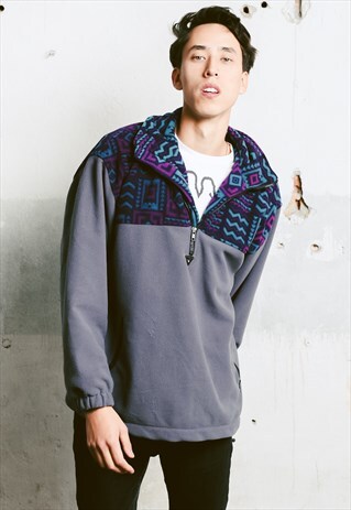 VINTAGE 90S PATTERNED FLEECE SWEATSHIRT