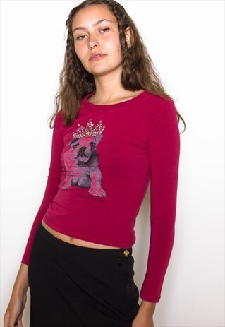VINTAGE 90S MOSCHINO DIAMONTE DOG T-SHIRT ID:A030