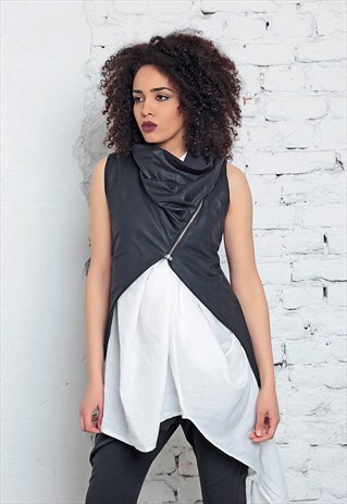 ASYMMETRIC VEST/ COWL NECK TOP
