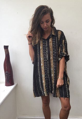 CRAZY PATTERNED OVERSIZED RETRO VINTAGE FESTIVAL SHIRT
