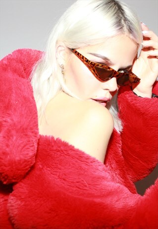 TORTOISE SHELL ULTRA SLIM CAT- EYE SUNGLASSES
