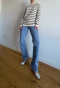Vintage Navy Stripped Thick Blouse