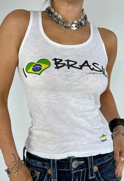 Vintage Y2k Vest Brazil Top Tank Longboard Summer 90s 