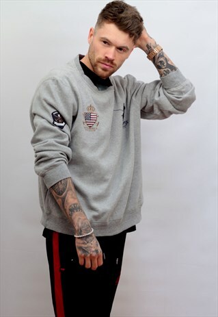 US POLO ASSN 1990'S VINTAGE SWEATSHIRT IN GREY