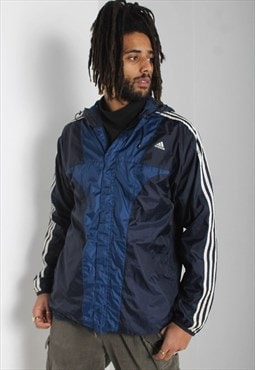 Vintage Adidas 90's Hoodie Windbreaker Jacket - Blue