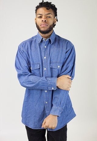 VINTAGE 90S DENIM BLUE SHIRT