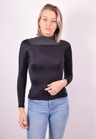 VERSACE WOMENS VINTAGE TOP 3/4 SLEEVE XXS BLACK 90S