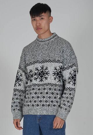 VINTAGE 90S ICEBERG SNOWFLAKE WOOL JUMPER