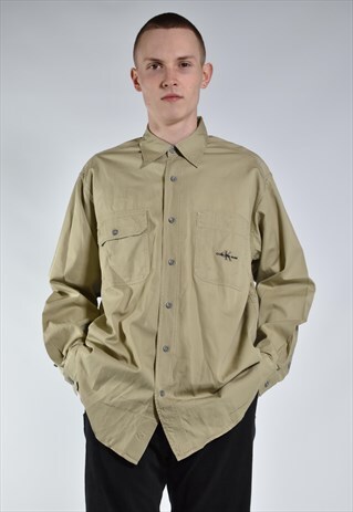 VINTAGE 90S CALVIN KLEIN KHAKI SHIRT